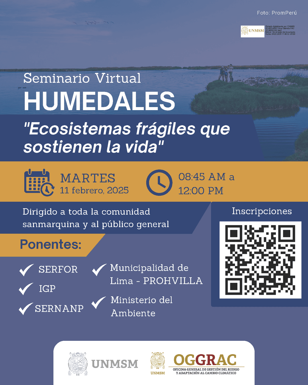 Seminario virtual "Humedales: Ecosistemas frágiles que sostienen la vida"