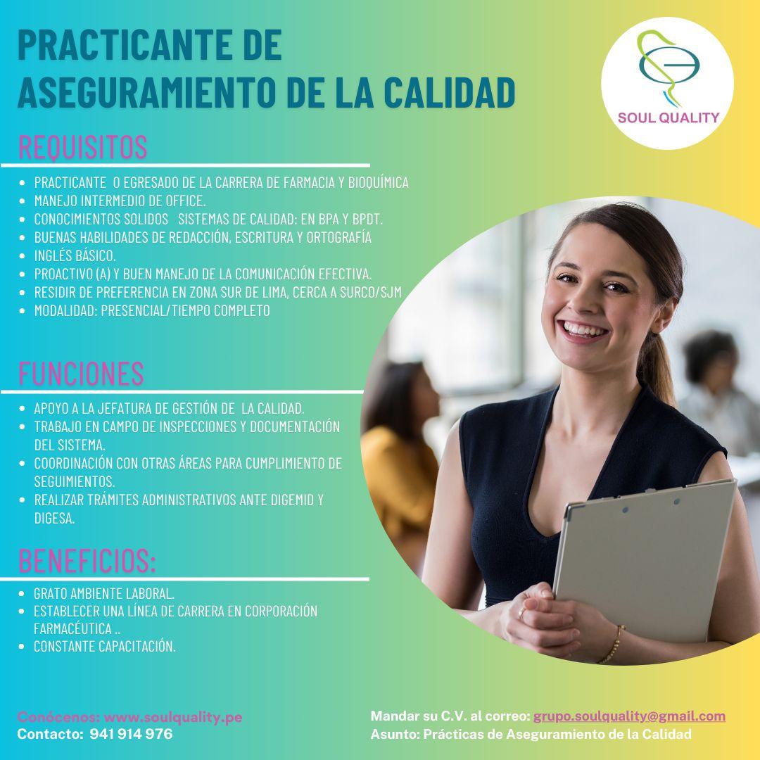 PRACTICANTE DE ASEGURAMIENTO DE LA CALIDAD